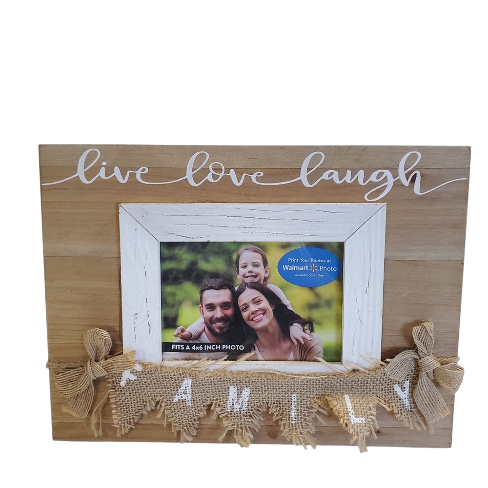 Live Love Laugh Wooden Picture Frame with Burlap Accents - Picture 7 of 8